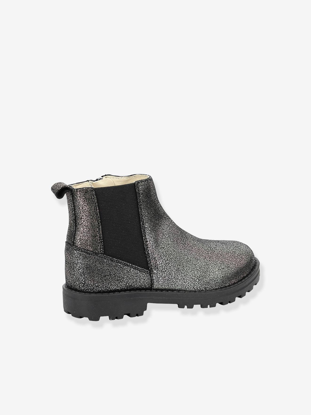 Boots cuir fille Groofit gris