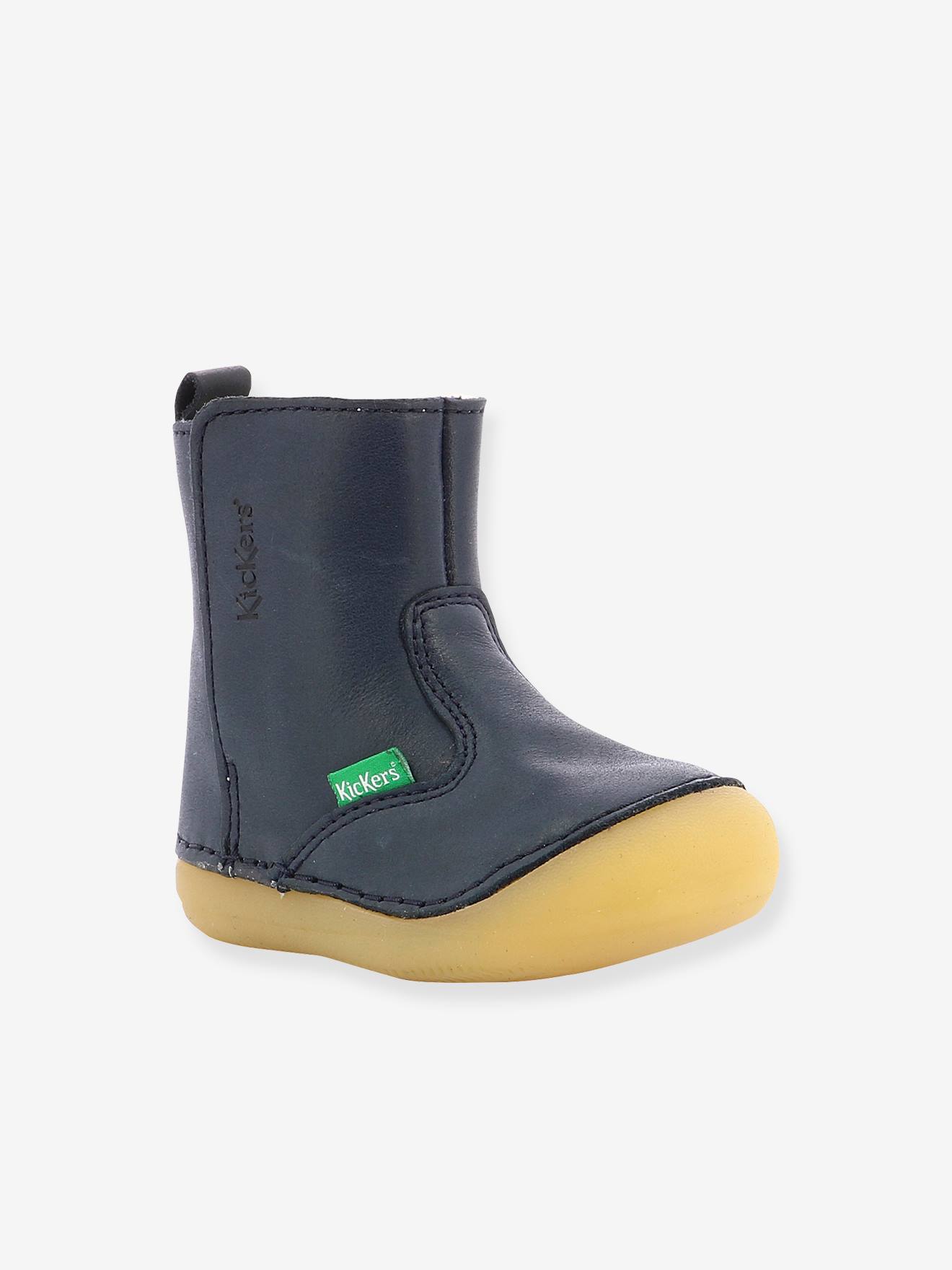 Boots fourrées cuir bébé garçon Socool Cho 1ers pas marine