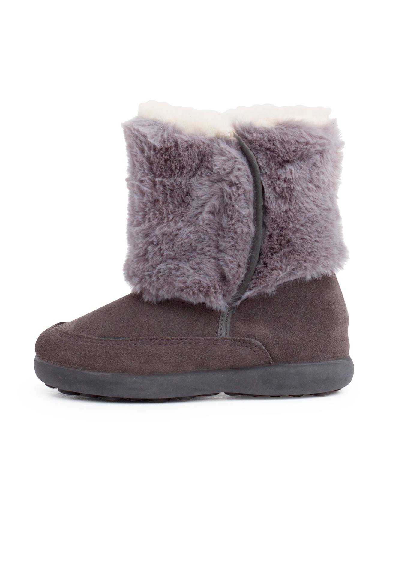 Botte En Fourrure Douce Avec Fermeture Double Adhérente Gris