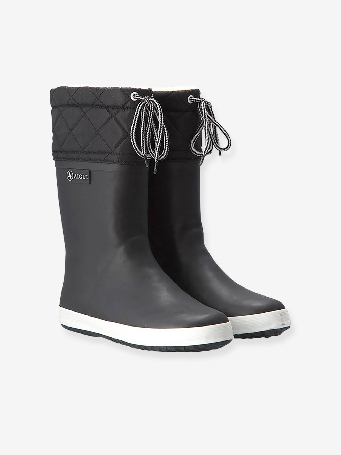 Bottes de pluie fourrées enfant Lolly Pop Giboulée noir blanc