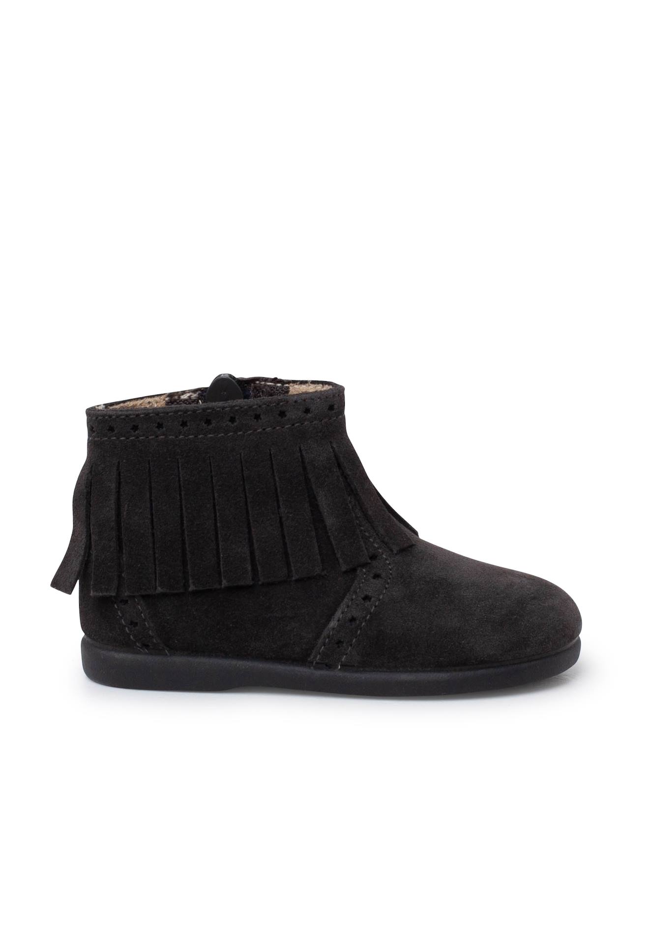 Bottes Fille Franges Broguing Fermeture Éclair Gris
