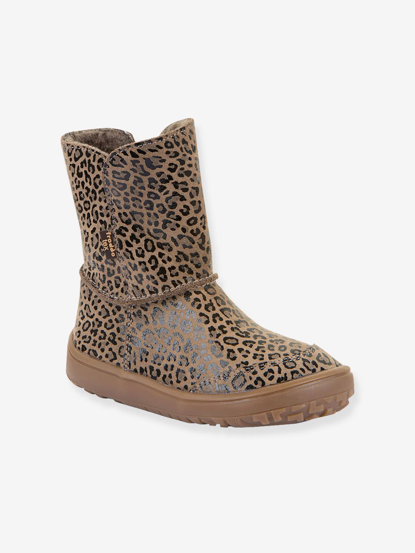 Bottes pieds nus enfants BAREFOOT TEX SUEDE Froddo beige imprimé