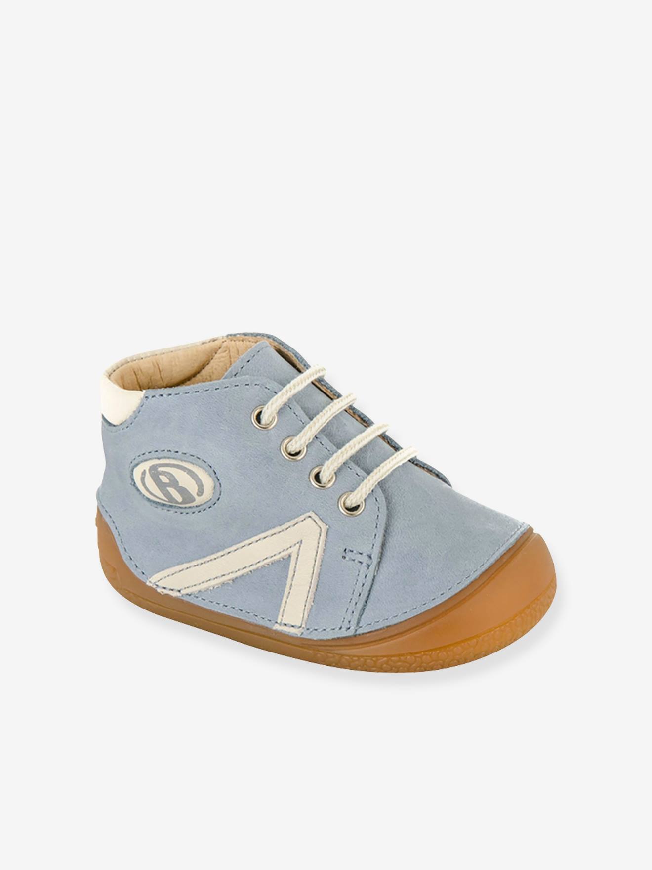 Bottillons lacés cuir bébé garçon B1 Babybotte bleu ciel