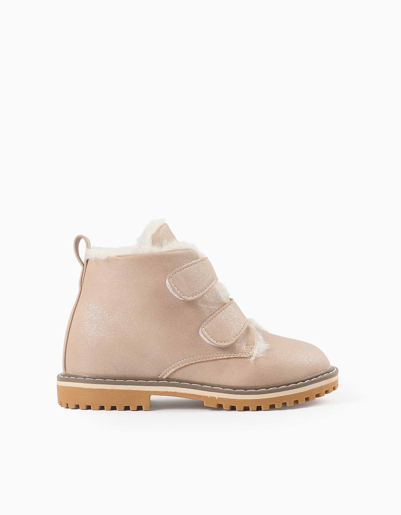 Bottines À Finition Pailletée Et Peluche Douce Synthétique Rose