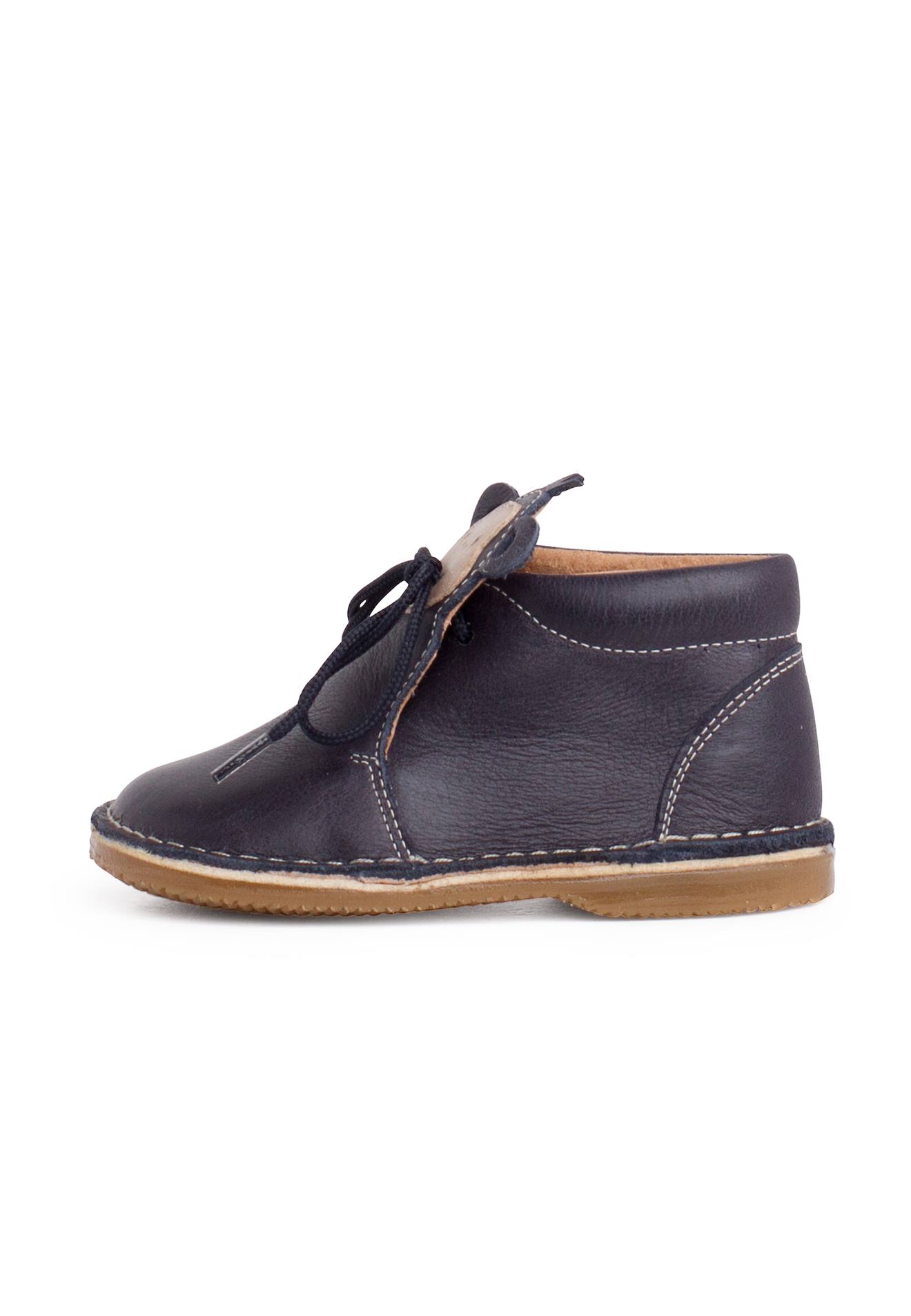 Bottines En Cuir À Lacets Monkey Face Bleu Marine