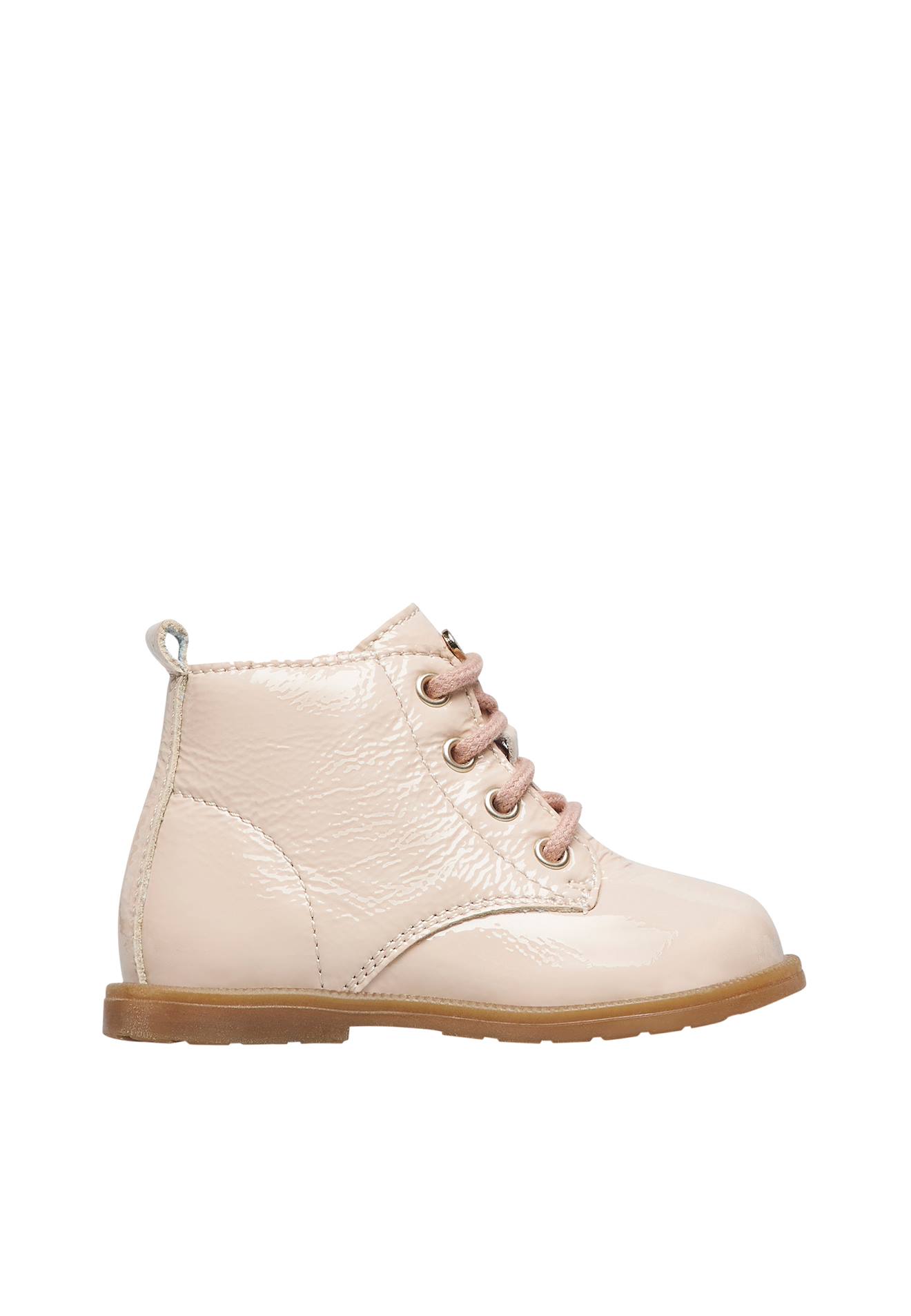 Bottines Vernies À Lacets Et Fermeture Éclair Robin New Rose Poudré-