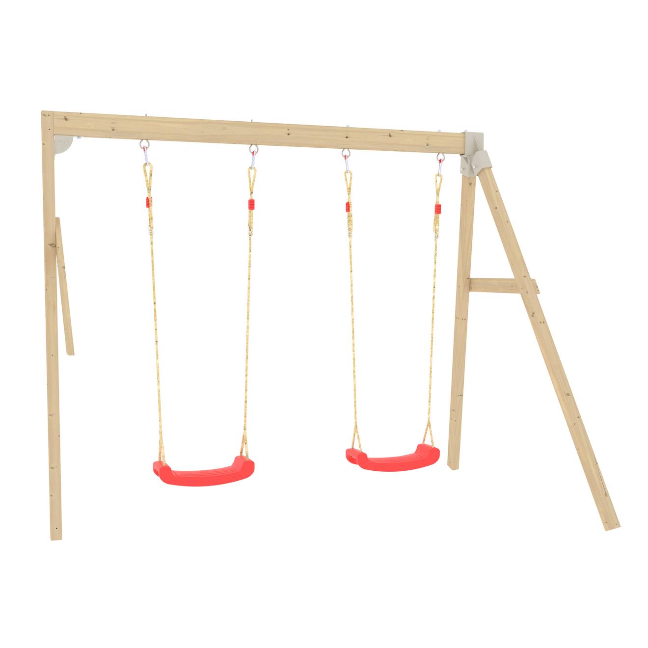 Bras De Portique 2 Balançoires Bois Fsc® Marron - Rouge