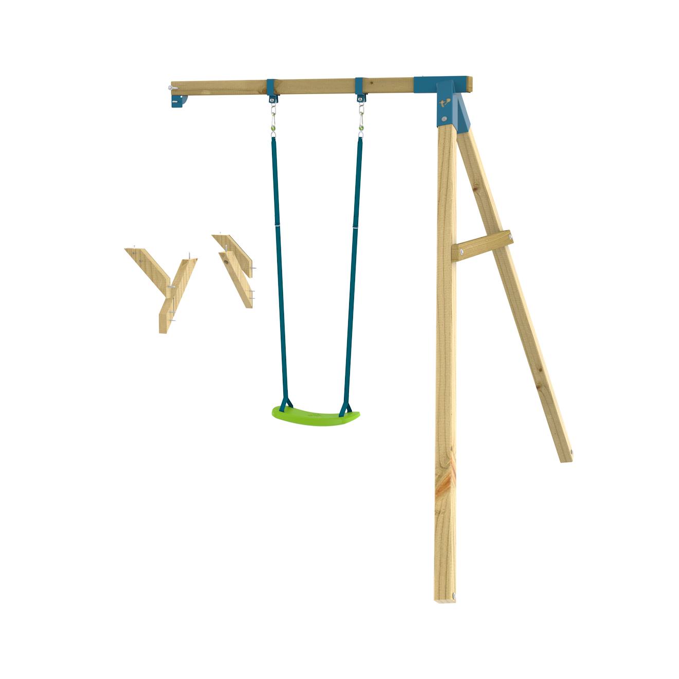 Bras De Portique Balançoire Simple Avec Siège Skywood Bois Fsc® Marron - Bleu