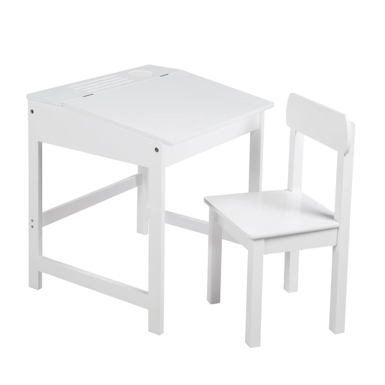 Bureau D'écolier Avec Rangement Intégré Et Chaise Blanc