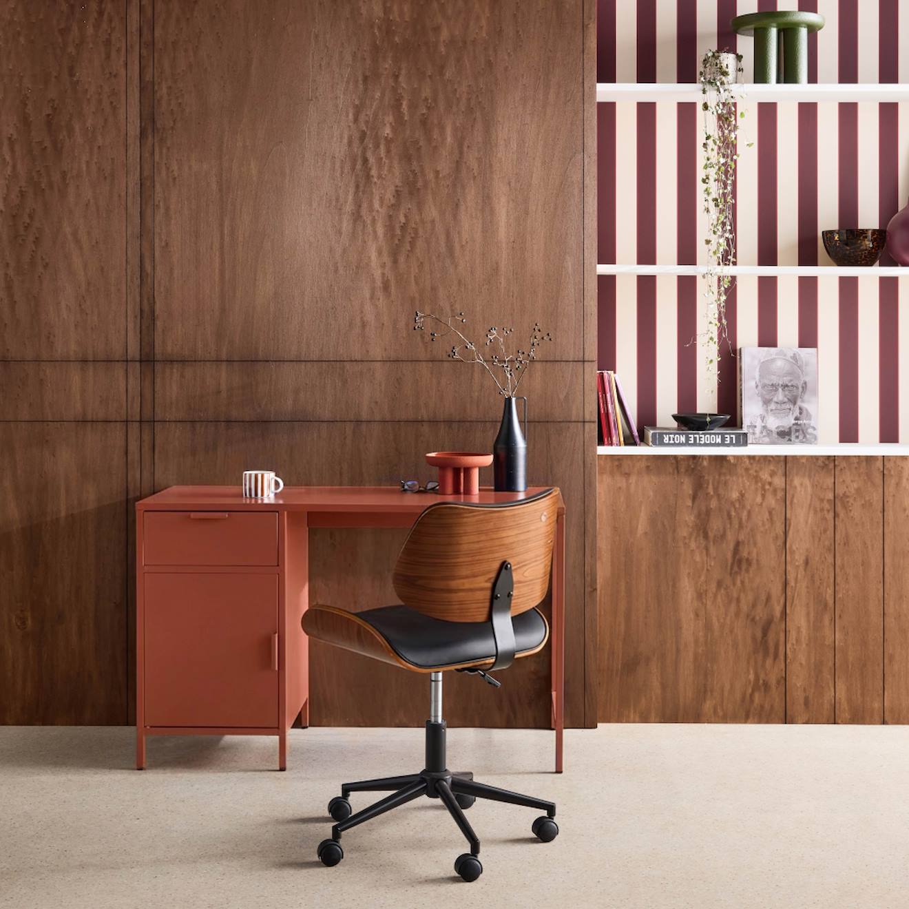 Bureau Enfant Acier Laminé 1 Tiroir Terracotta