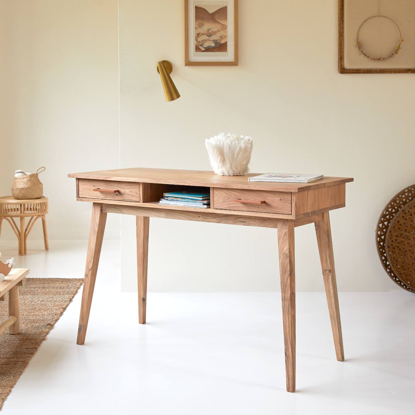 Bureau Enfant En Bois D'acacia Oslo Naturel