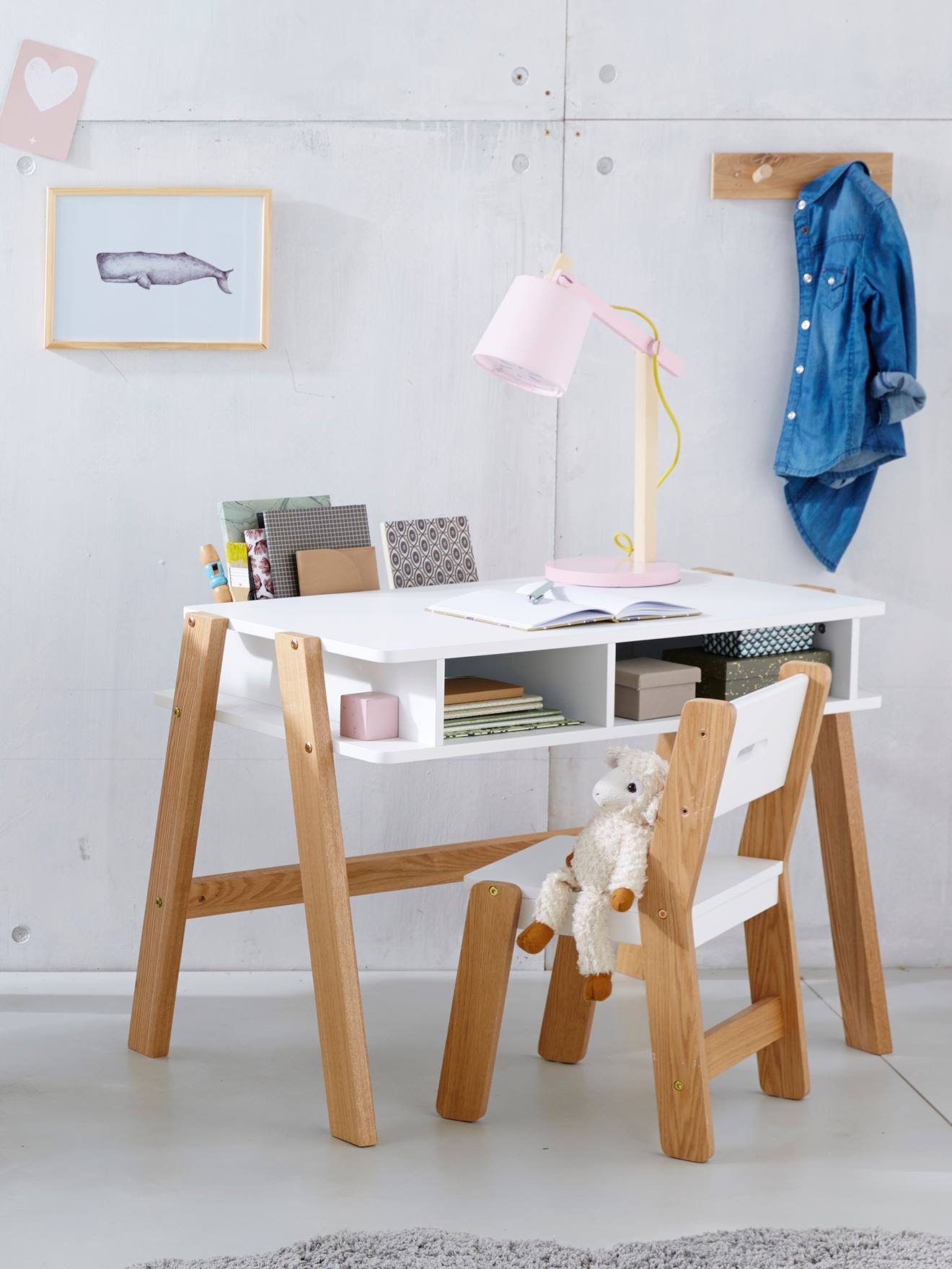 Bureau maternelle ARCHITEKT blanc/bois