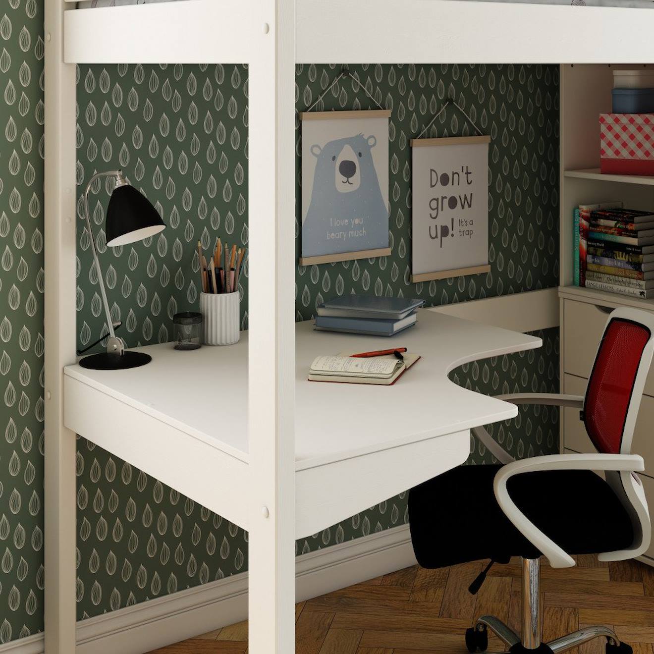 Bureau Optionnel Effet Bois Pour Mezzanine Colette Blanc