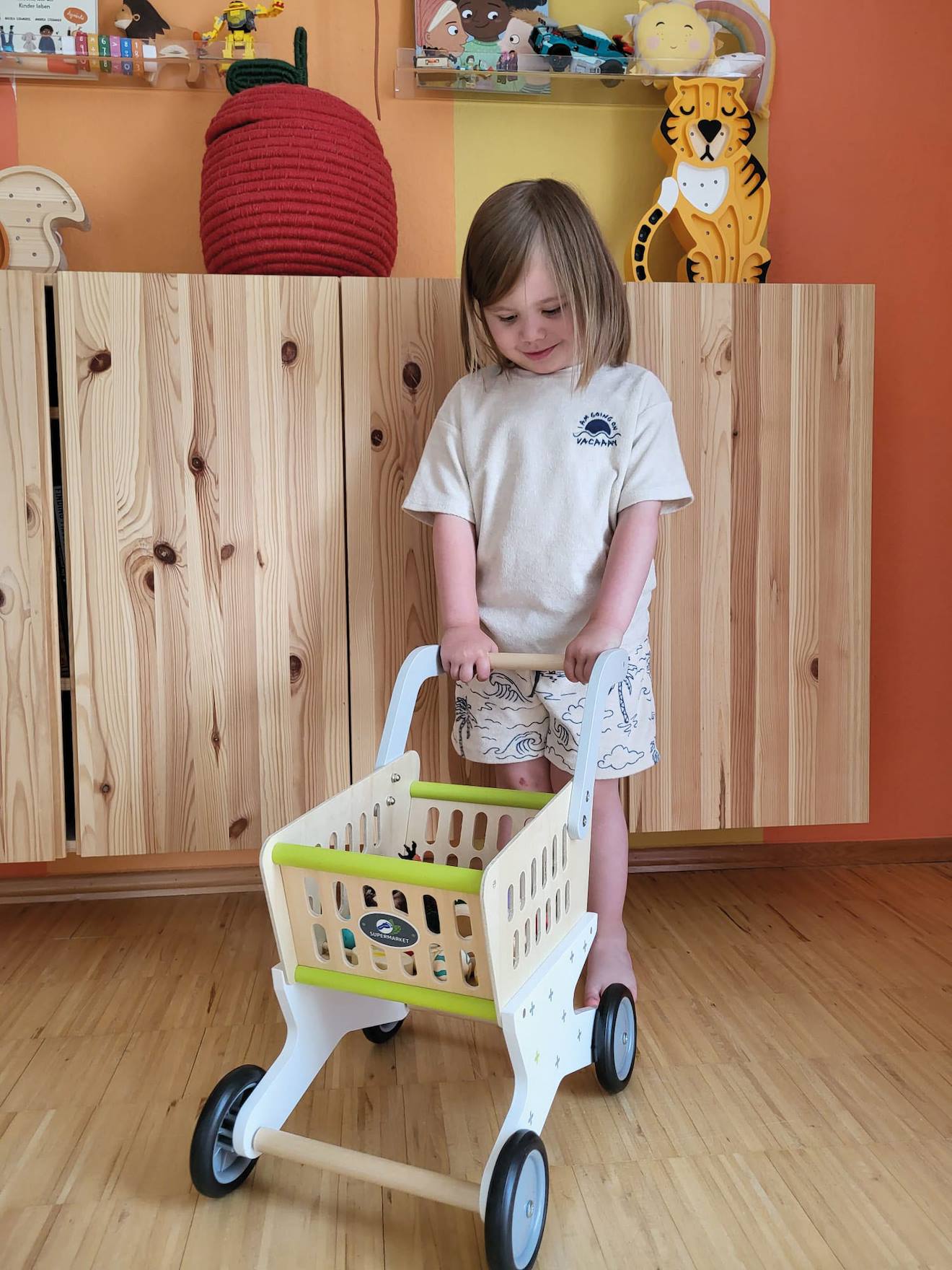 Caddie En Bois Tendance Beige