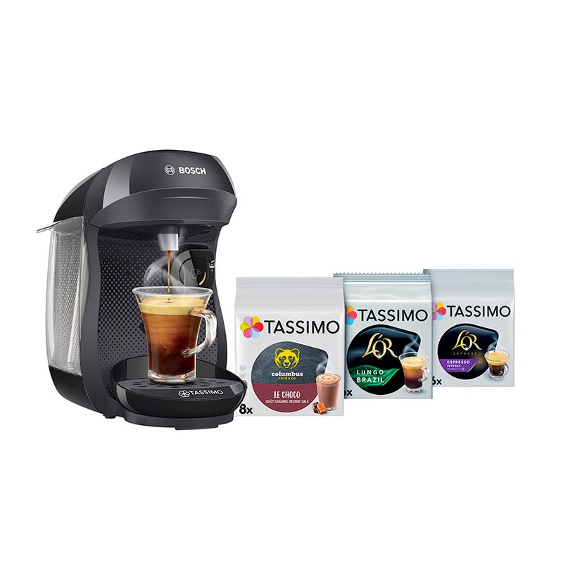 Cafetière Bosch Tas102e Noire +3 Packs T-discs