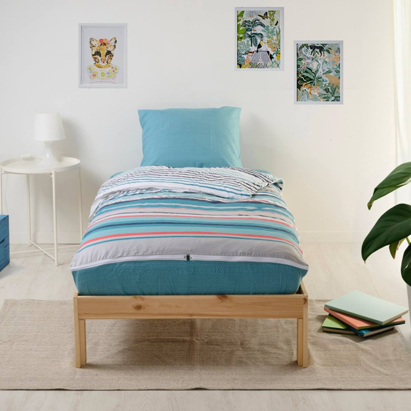 Caradou® Parure De Lit + Couette Enfant Ritmo Bleu Clair