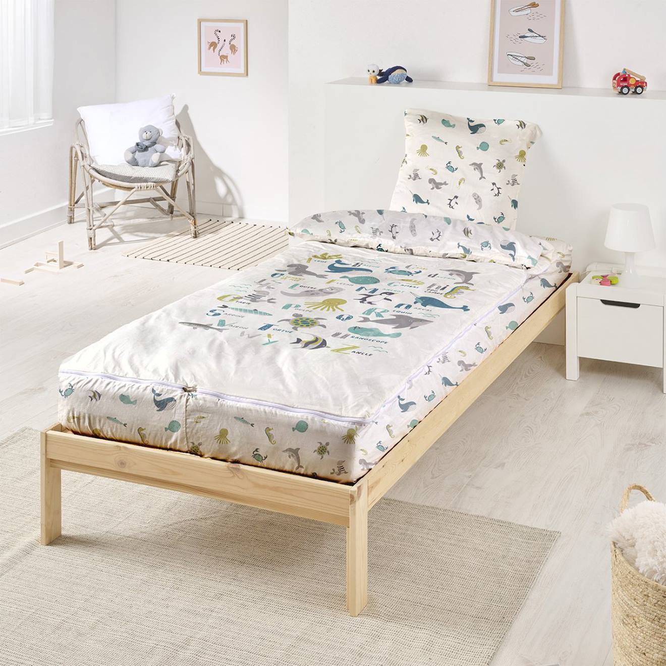 Caradou® Parure Et Couette Enfant Abecedaire Blanc