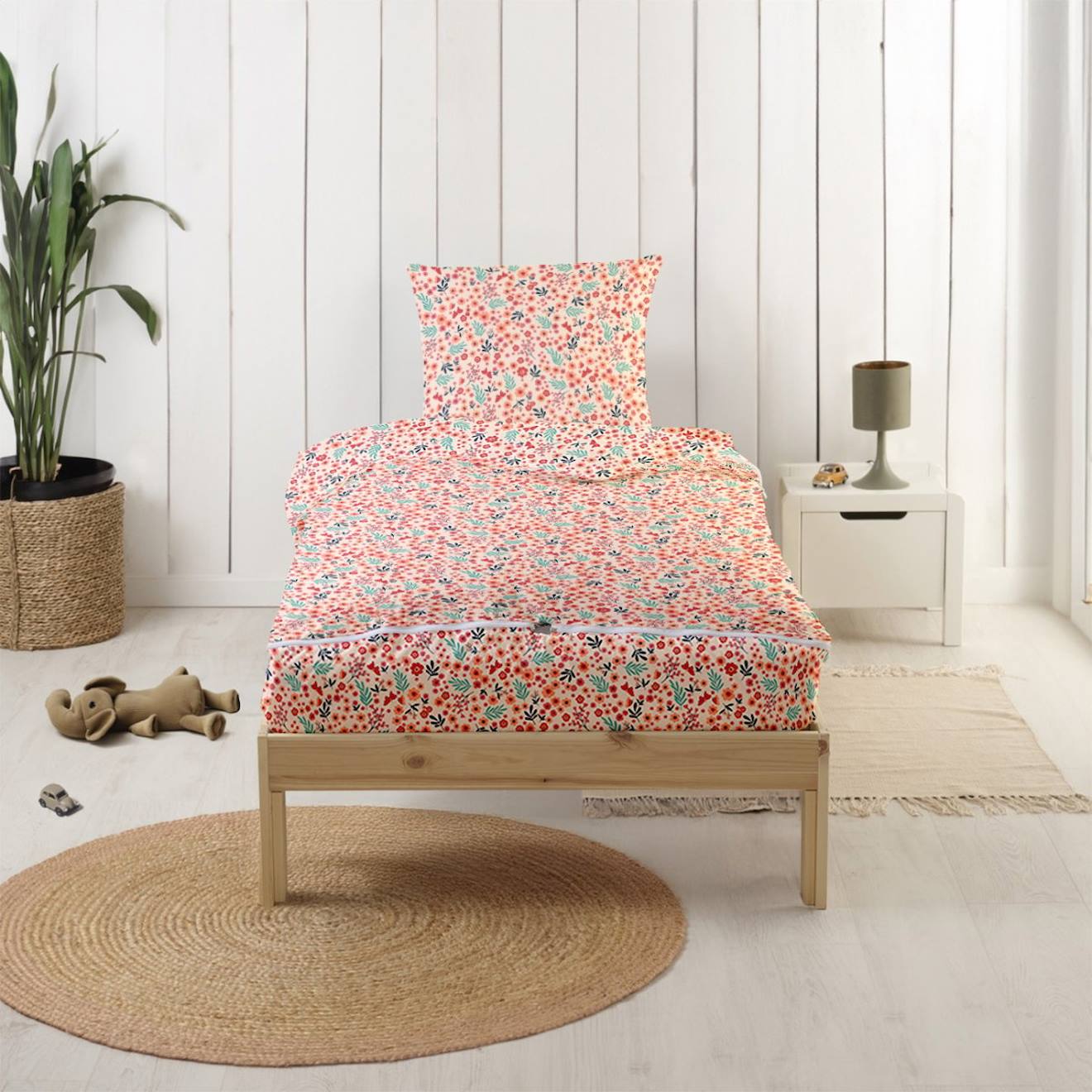 Caradou® Rechange Parure De Lit Enfant Fleurs Rose