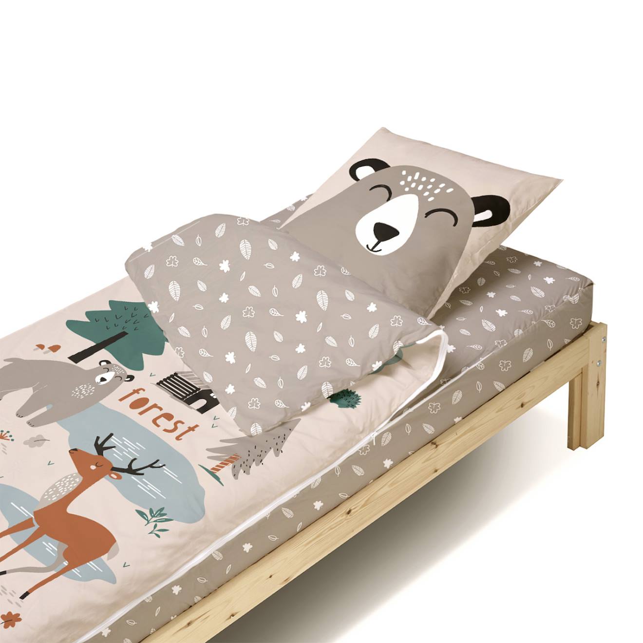 Caradou® Rechange Parure De Lit Enfant Forêt Beige
