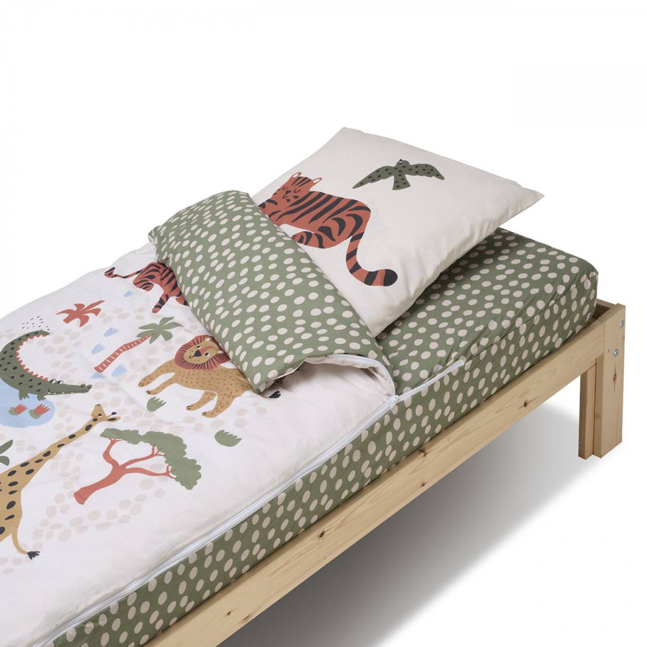 Caradou® Rechange Parure De Lit Enfant Jungle Vert Clair
