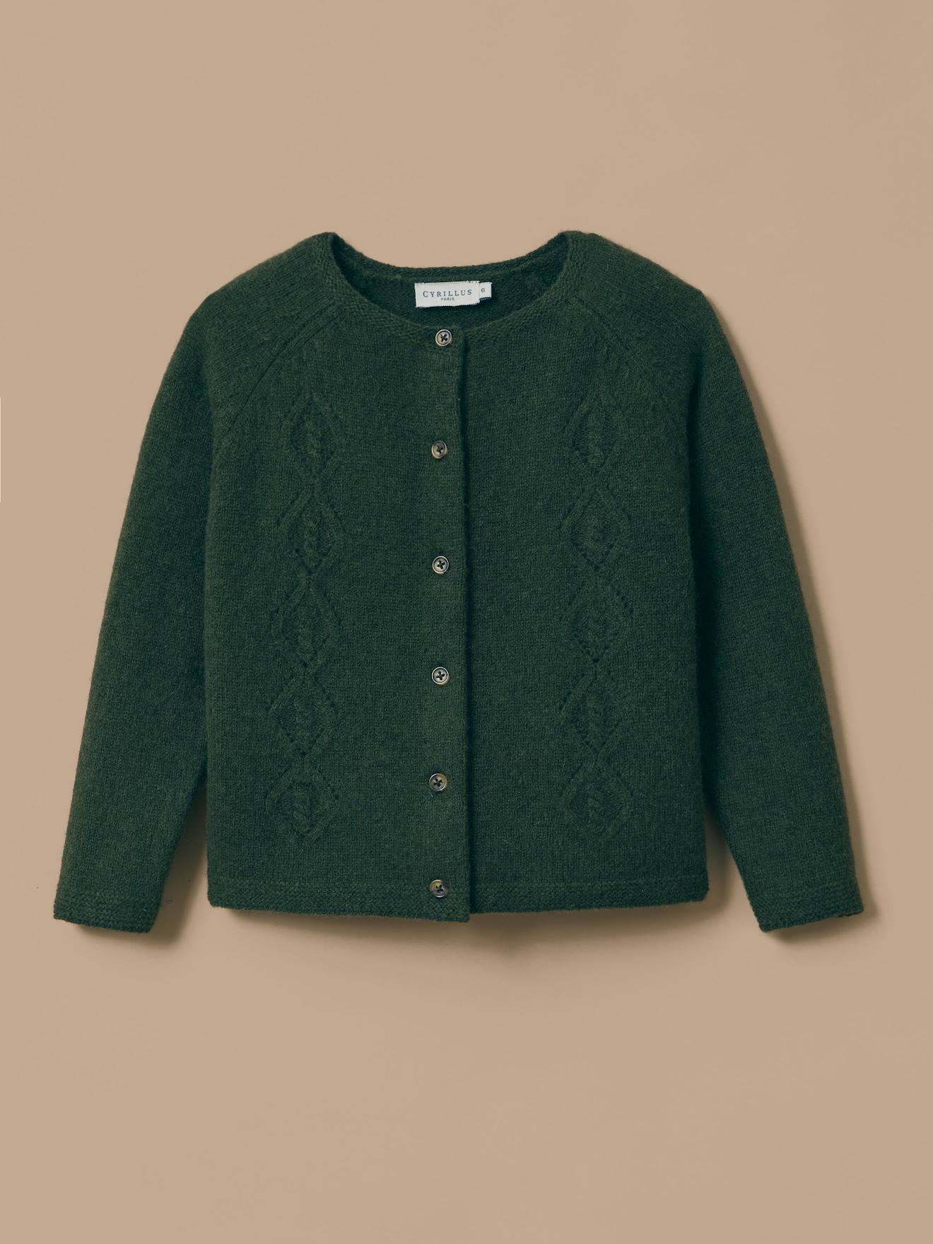 Cardigan En Laine Mérinos Vert