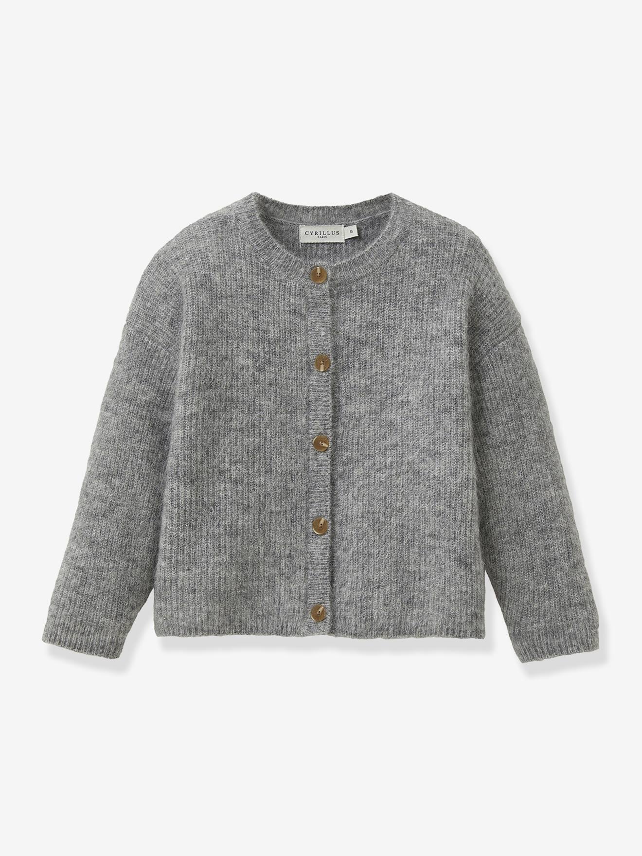 Cardigan fille avec laine et mohair gris
