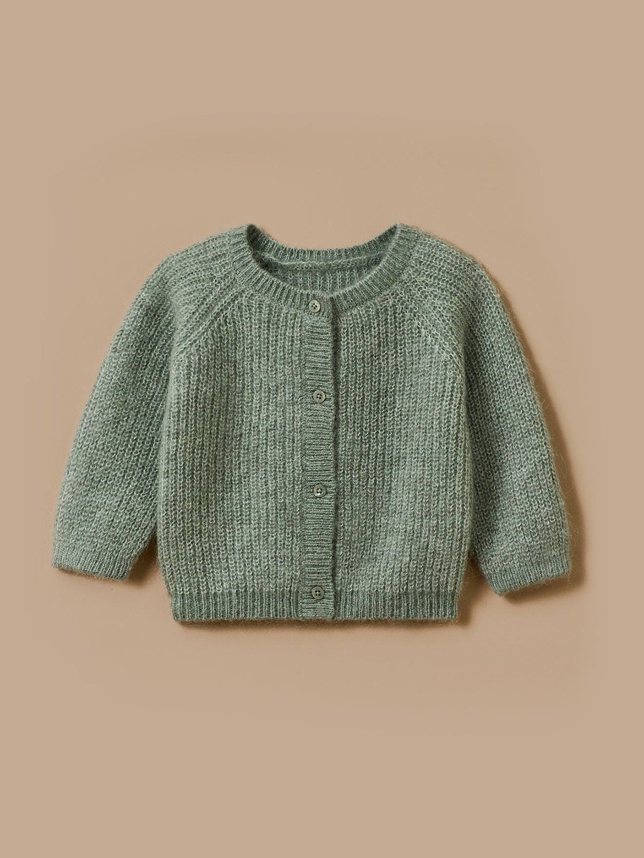 Cardigan Laine Et Mohair Bébé Vert Pastel
