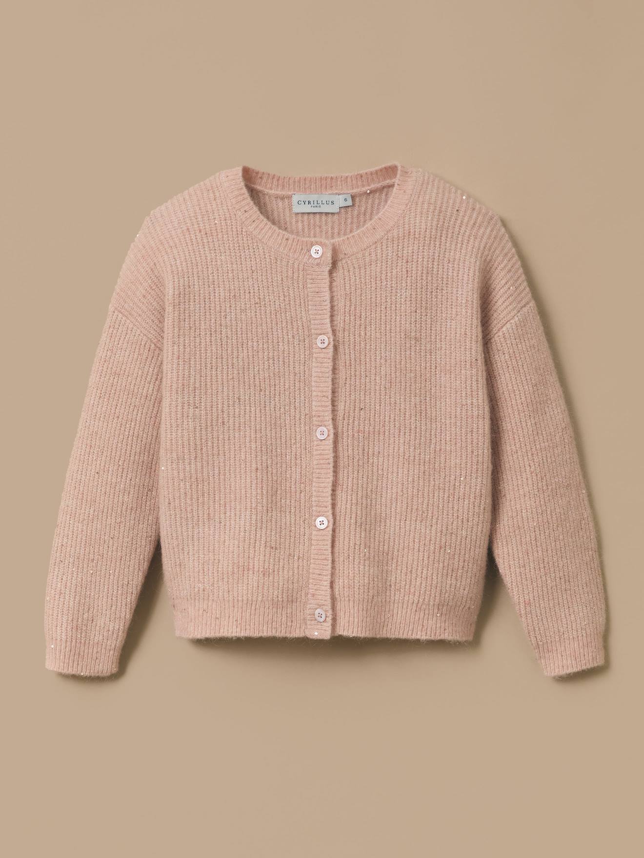 Cardigan Laine Et Mohair Fille Rose Poudre