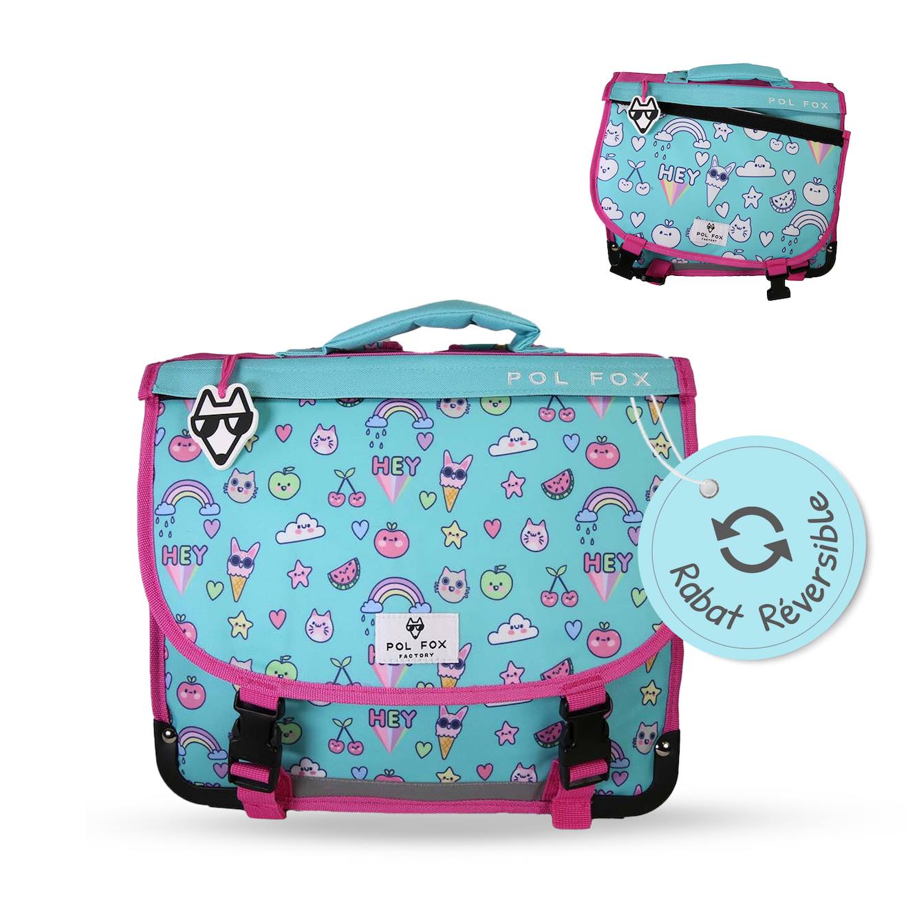 Cartable À Colorier Et Réversible 1 Compartiment Kawai - 35 Cm Bleu