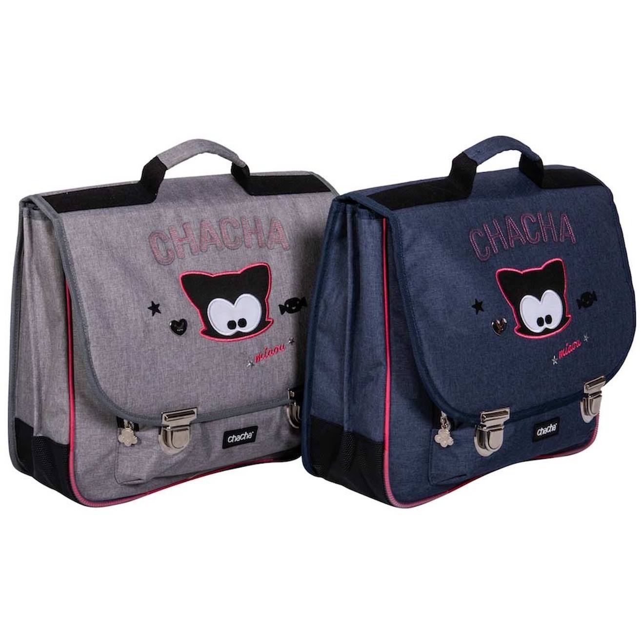 Cartable À Ouverture Avant Chacha Miaou 38x35x13 Cm Gris / Gris / Anthracite / Gri
