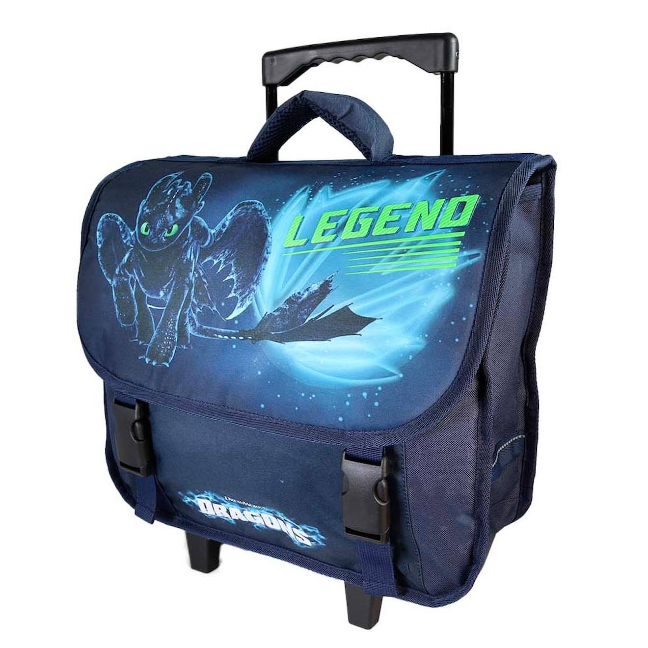 Cartable À Roulettes Garçon Dragons 2 Compartiments Multicolore