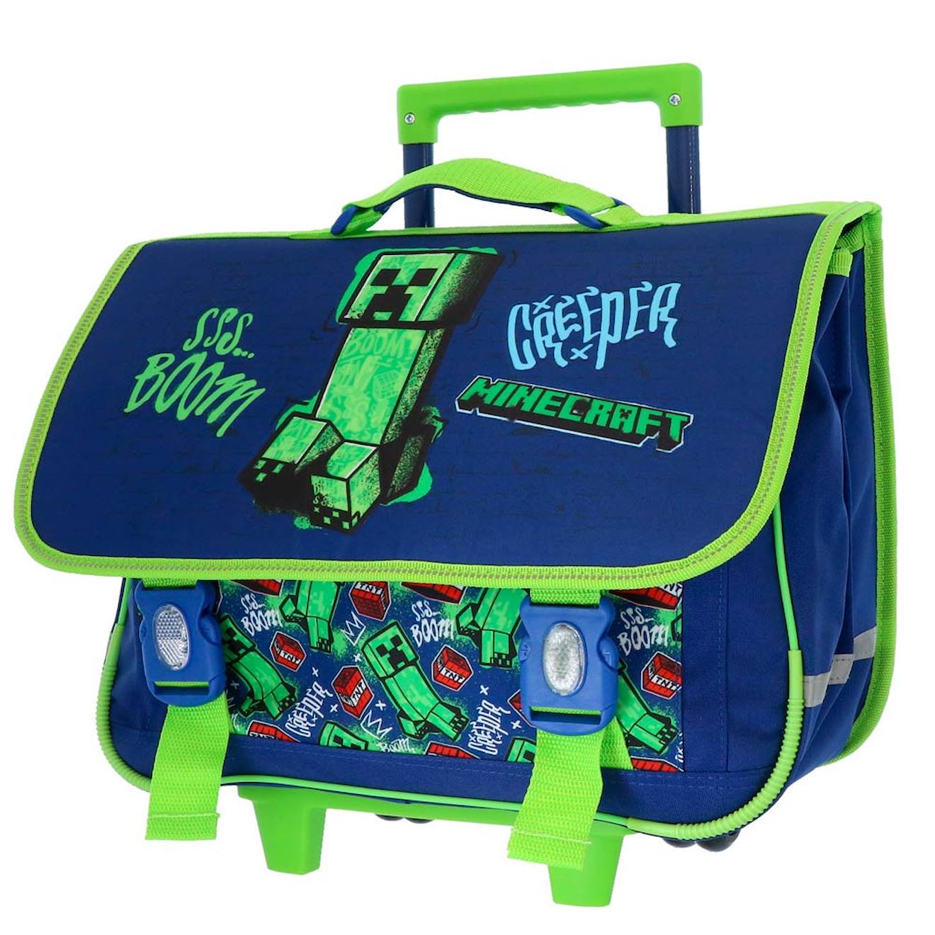 Cartable À Roulettes Minecraft Creeper Boom 41 Cm - 2 Cpt Multicolore