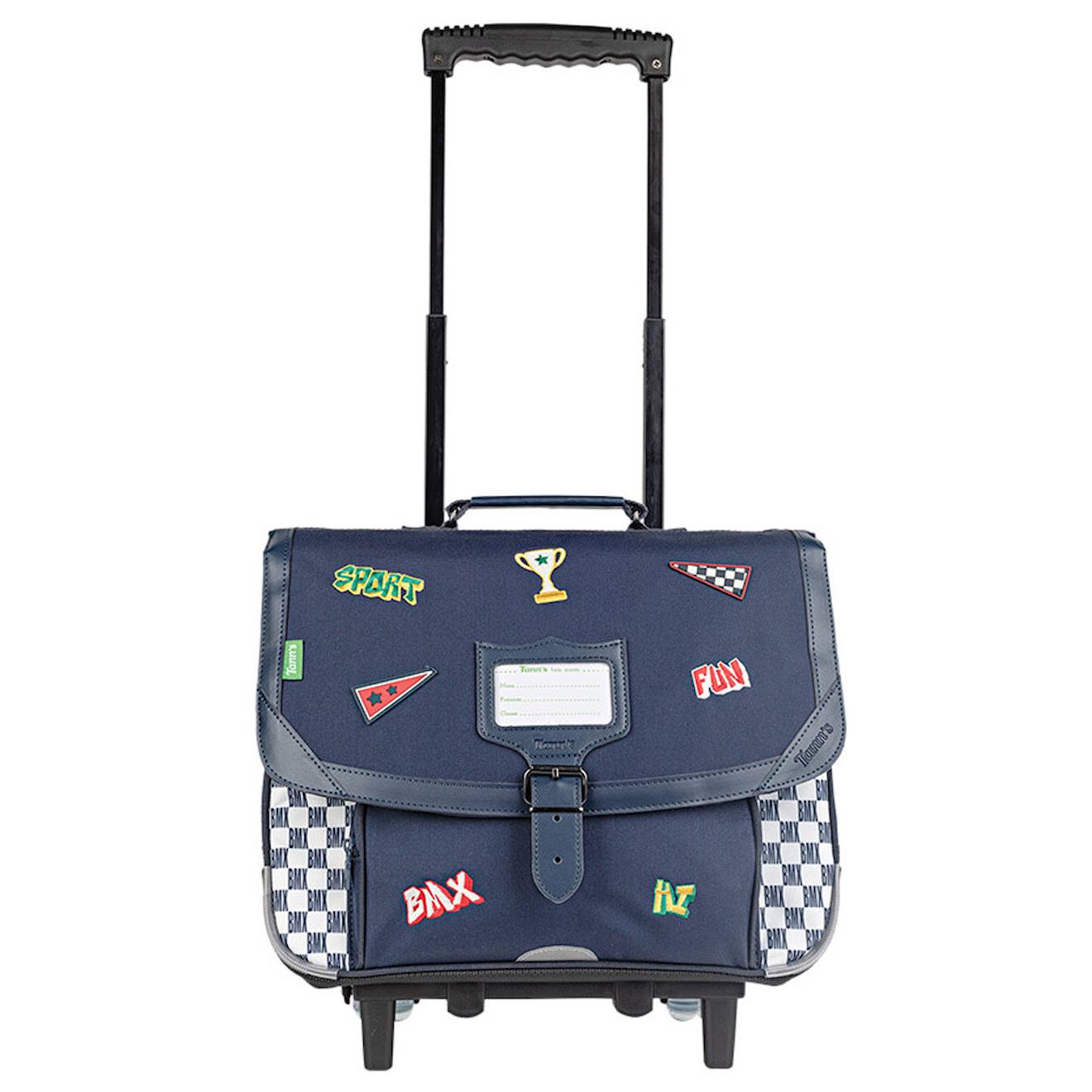 Cartable À Roulettes Polyester Recyclé Matheo 38 Cm Bleu / Blanc