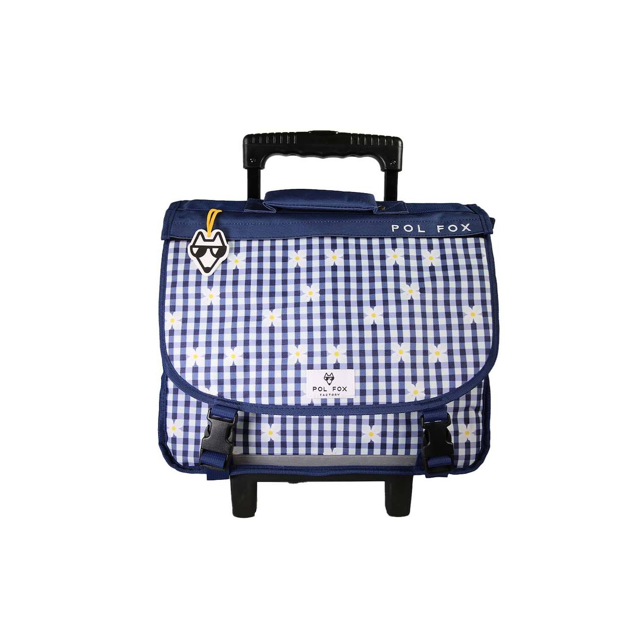 Cartable À Roulettes Réversible 2 Compartiments Daisy - 38 Cm Bleu