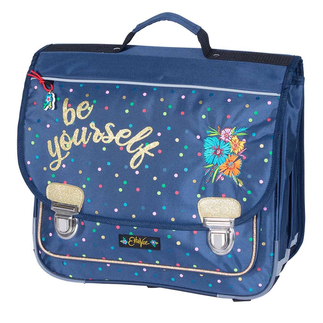 Cartable Fille Carré Motif Pois Polyester Ettavee Bloom Be Yourself Bleu Marine