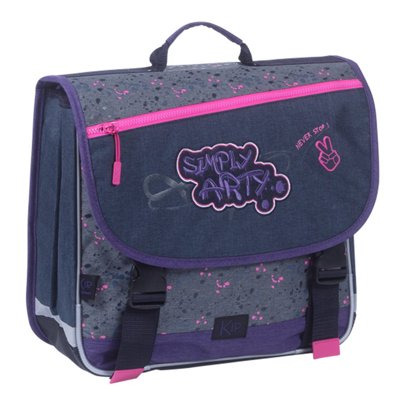 Cartable Fille Kip Textile Structuré Imprimé 2 Compartiments Bleu Marine
