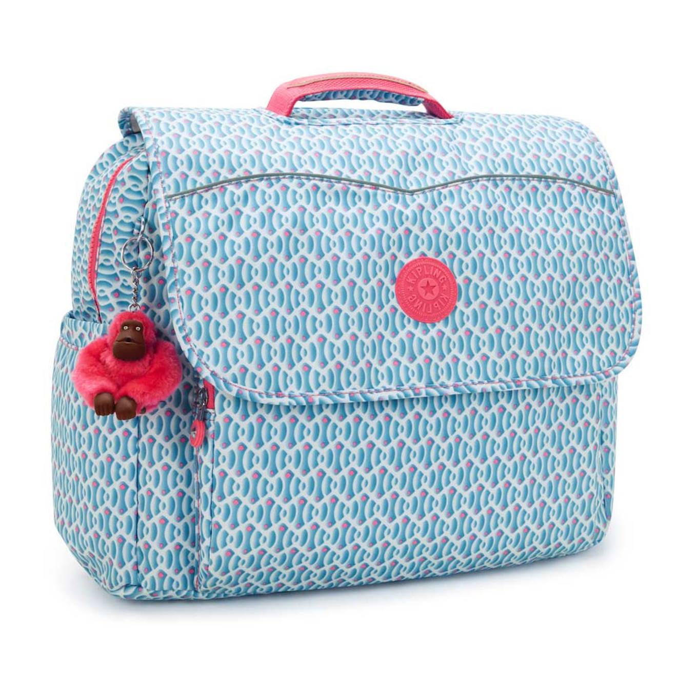 Cartable Fille Kipling Codie En Polyester Recyclé Imprimé Géométrique Bleu / Rose