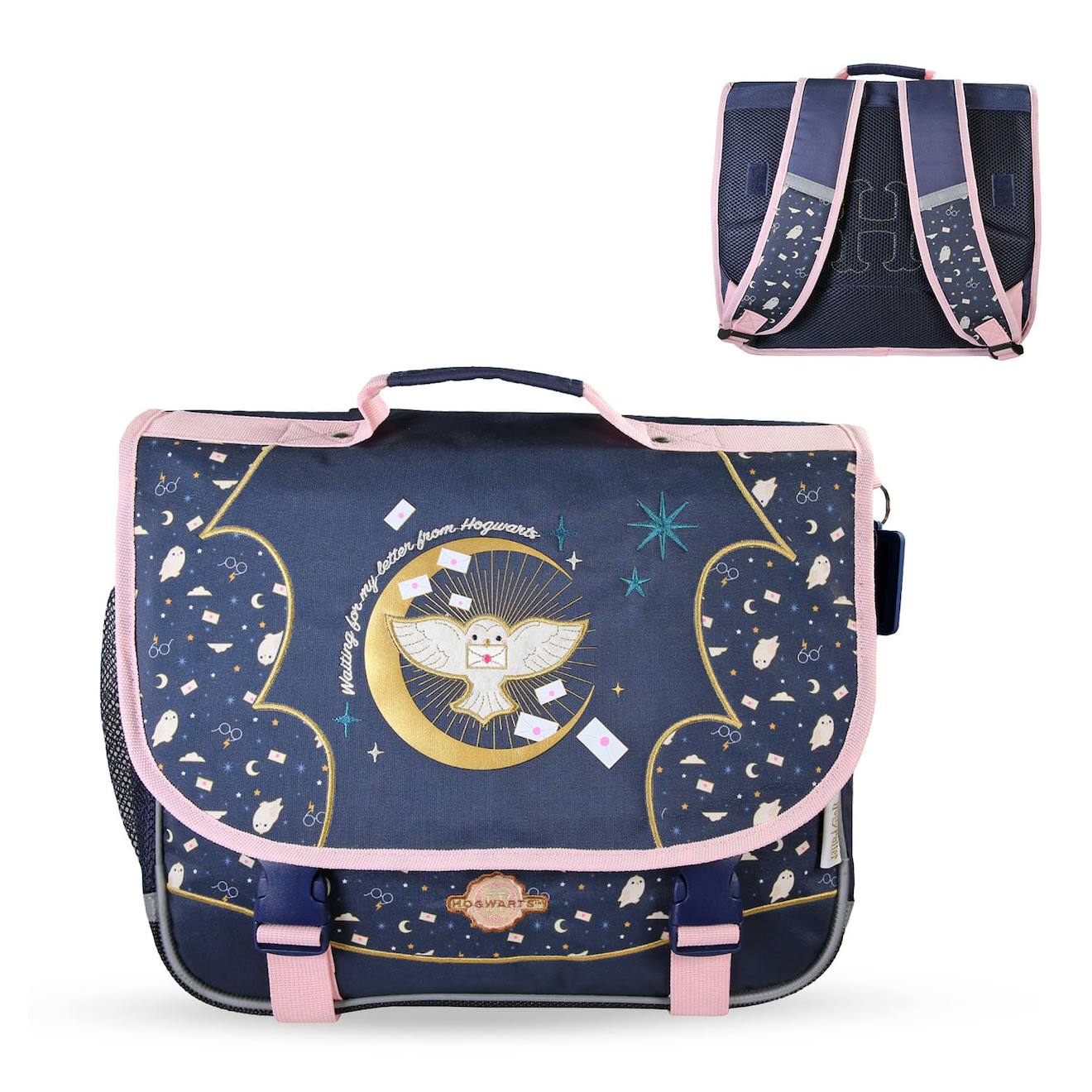 Cartable Scolaire 38 Cm - 2 Compartiments Harry Potter- Hedwig Mystic Winter Bleu