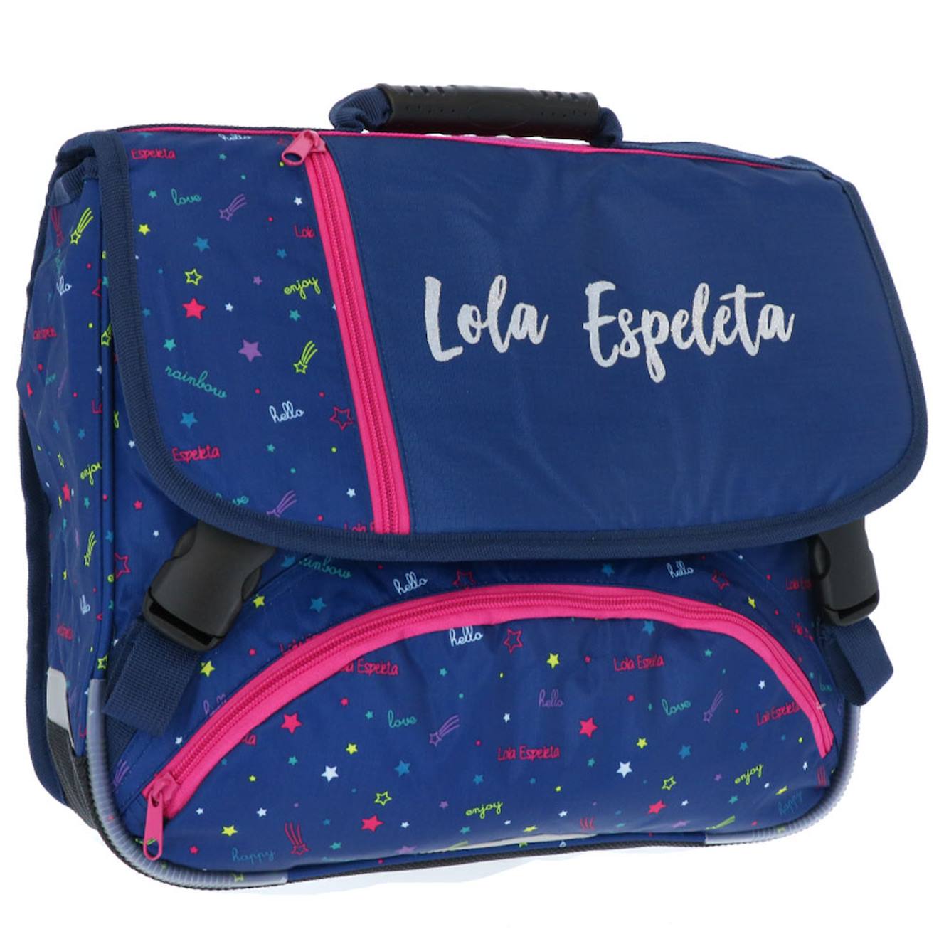 Cartable Scolaire Fille Polyester Motif Étoiles Lola Espeleta 38 Cm Bleu / Rose