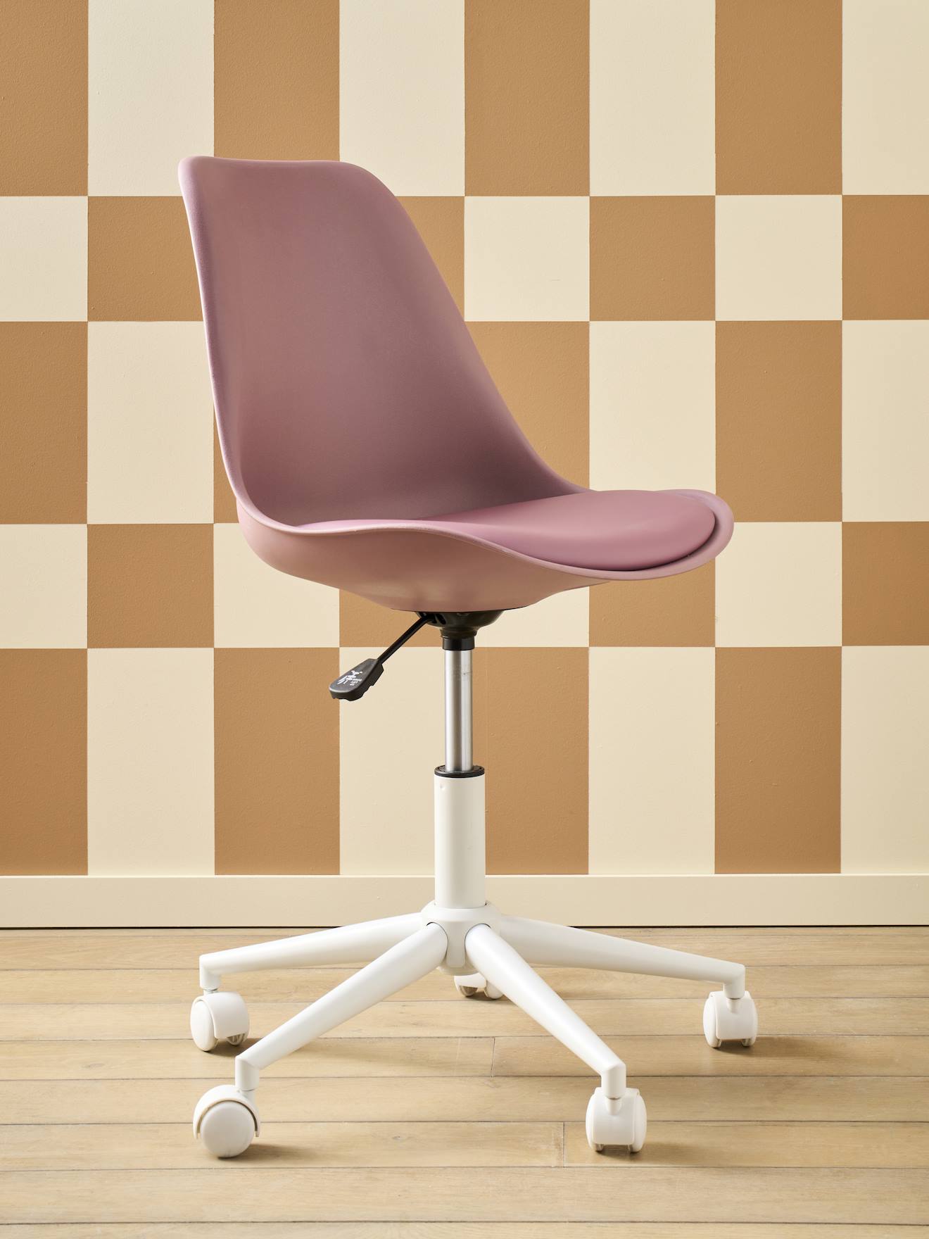 Chaise de bureau enfant à roulettes rose