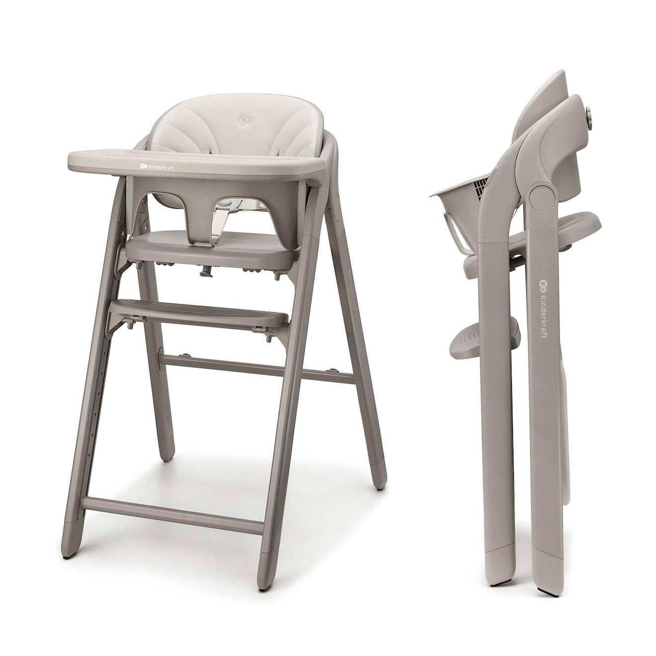 Chaise Haute 3-en-1 Tino, Pliable Avec Plateau Et Harnais 5 Points, Réglable, Facile À Nettoyer, Compacte, Évolutive Beige