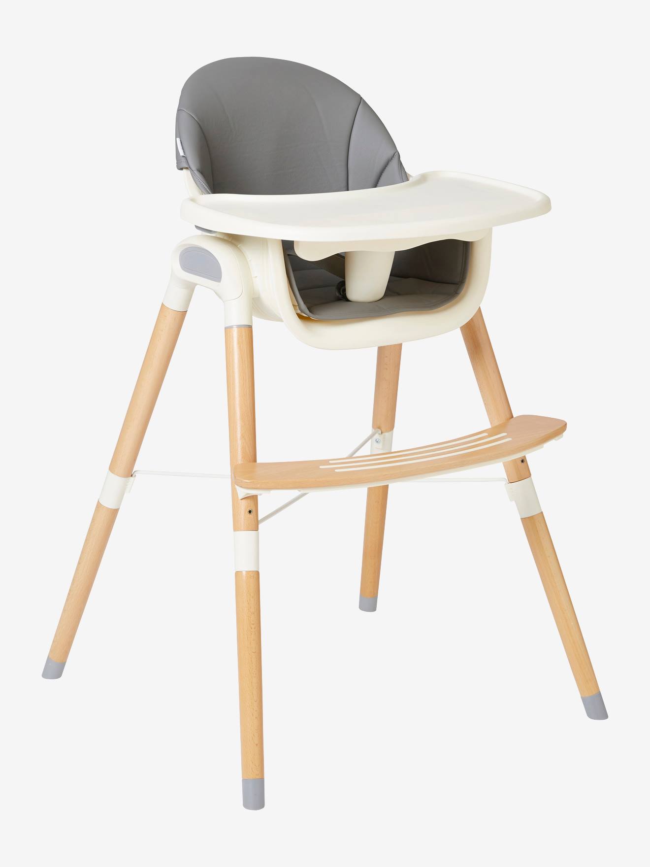 Chaise haute évolutive 2 hauteurs  High & Low gris/bois