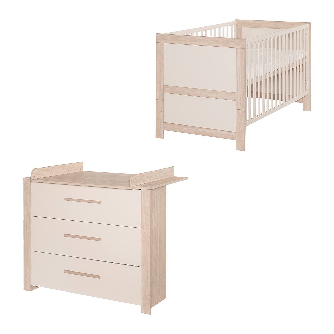 Chambre Bébé Évolutive 2 Pièces Avec Soft-close Momo Beige Cashmere - Chêne