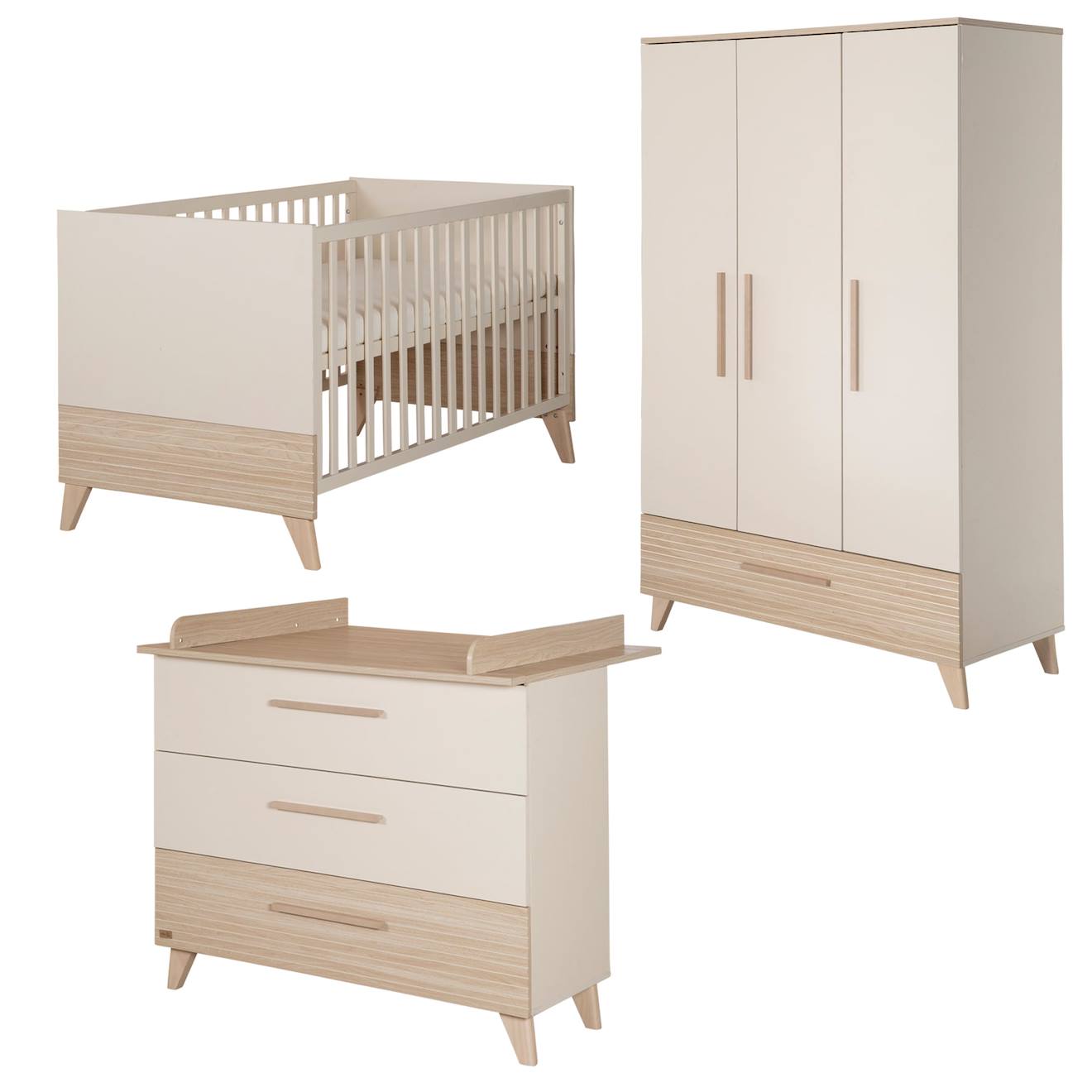 Chambre Bébé Évolutive Complète Avec Soft-close Sidney Cashmere / Chêne