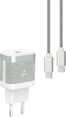 Chargeur + câble ADEQWAT USB-C 35W + Câble USB-C 1M Blanc