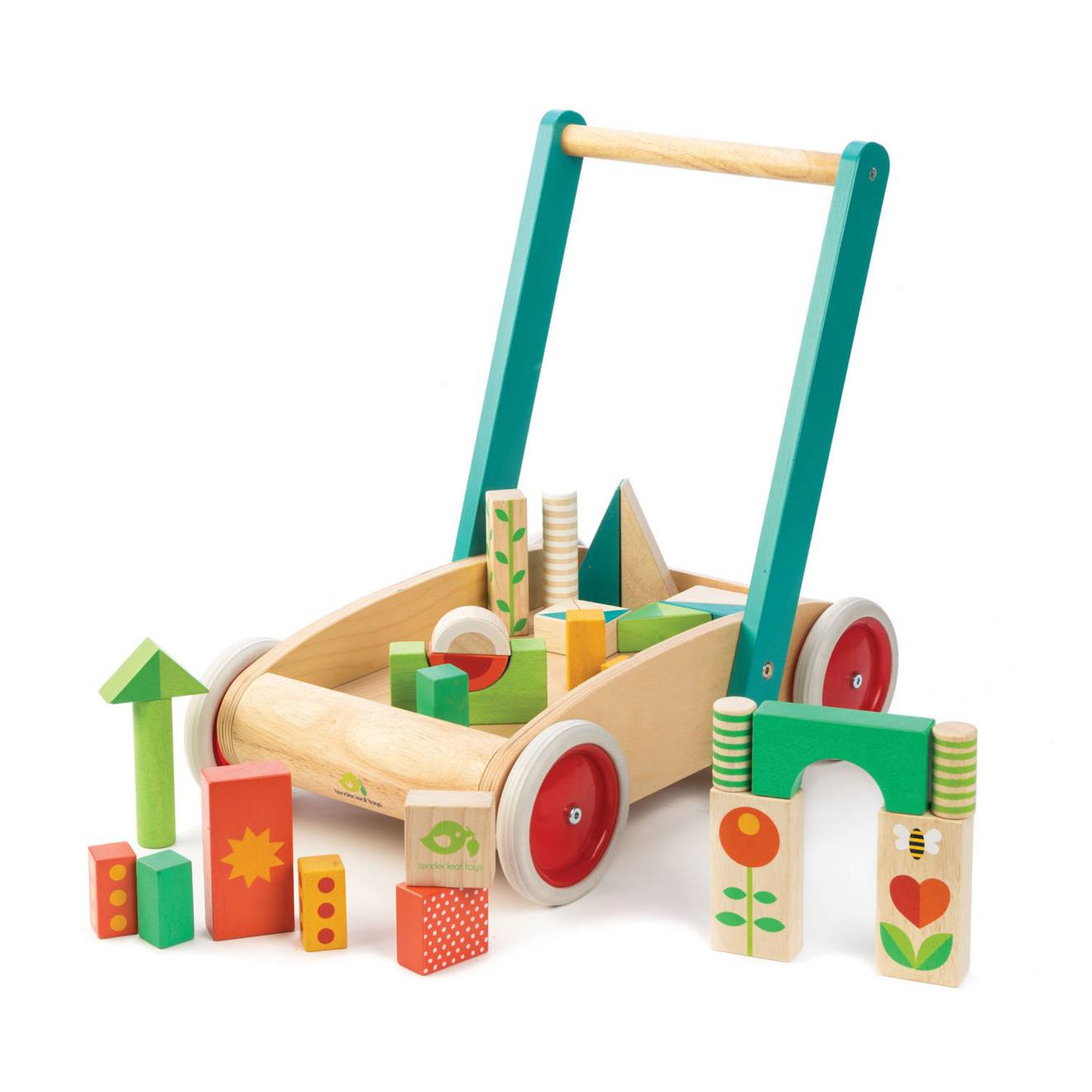 Chariot De Marche Avec Blocs Colorés Beige
