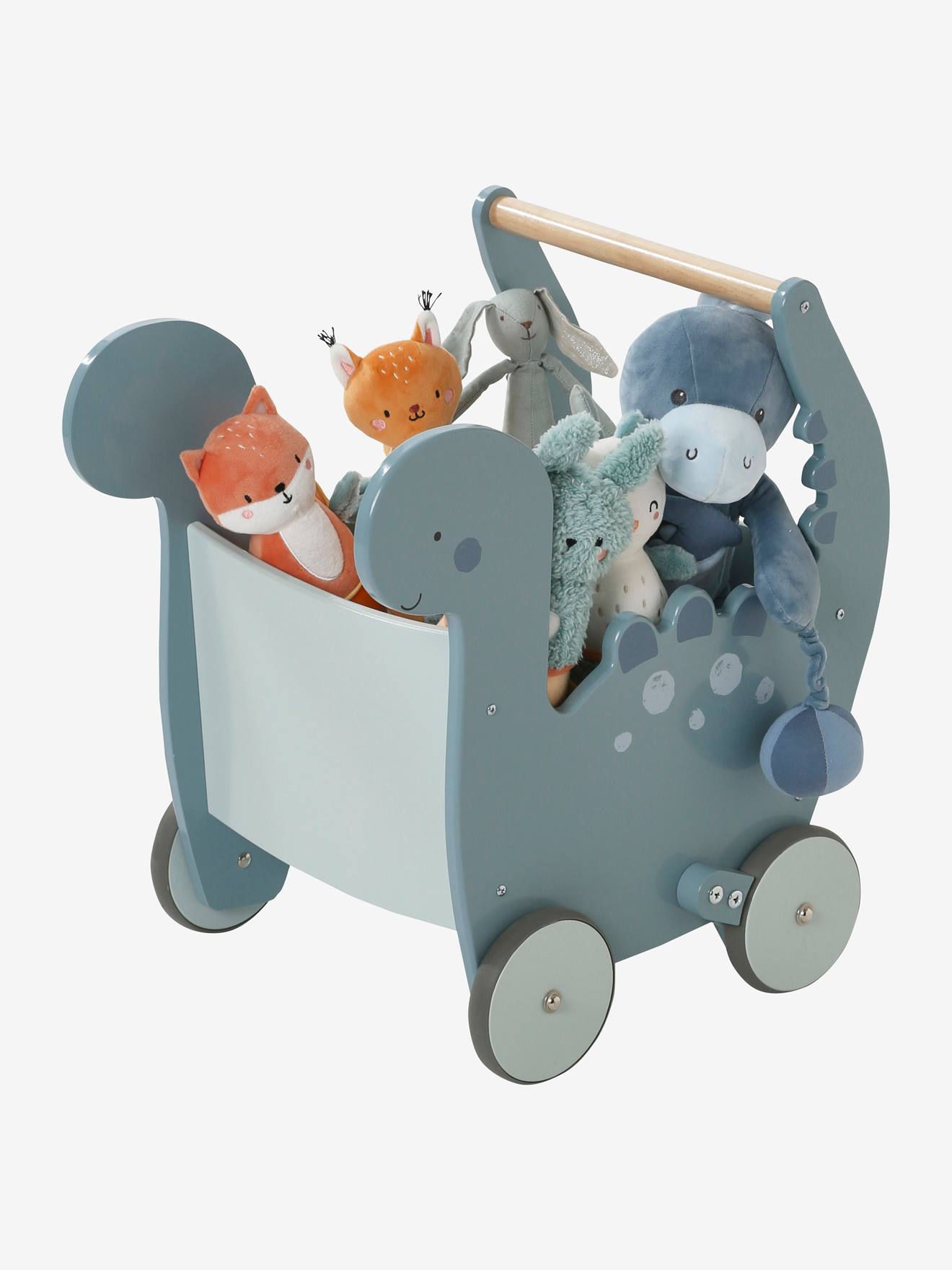 Chariot de marche Dinosaure en bois FSC bleu