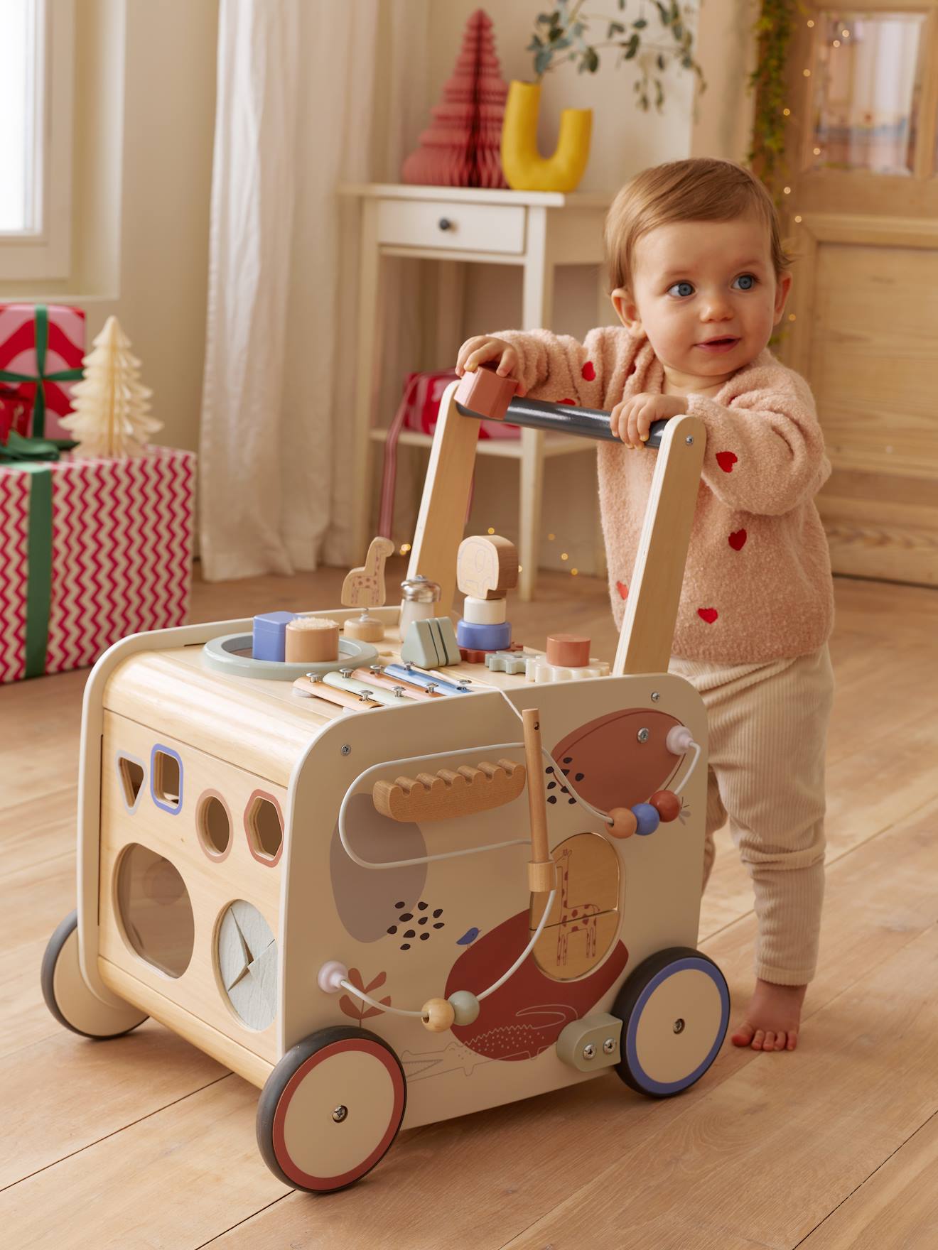 Chariot de marche musical en bois FSC bois