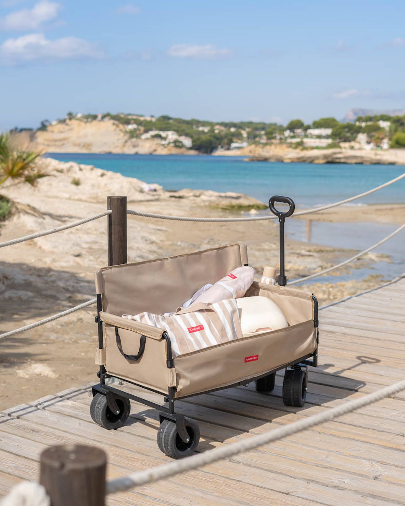 Chariot Pliable Convertible En Banc Plage Beige