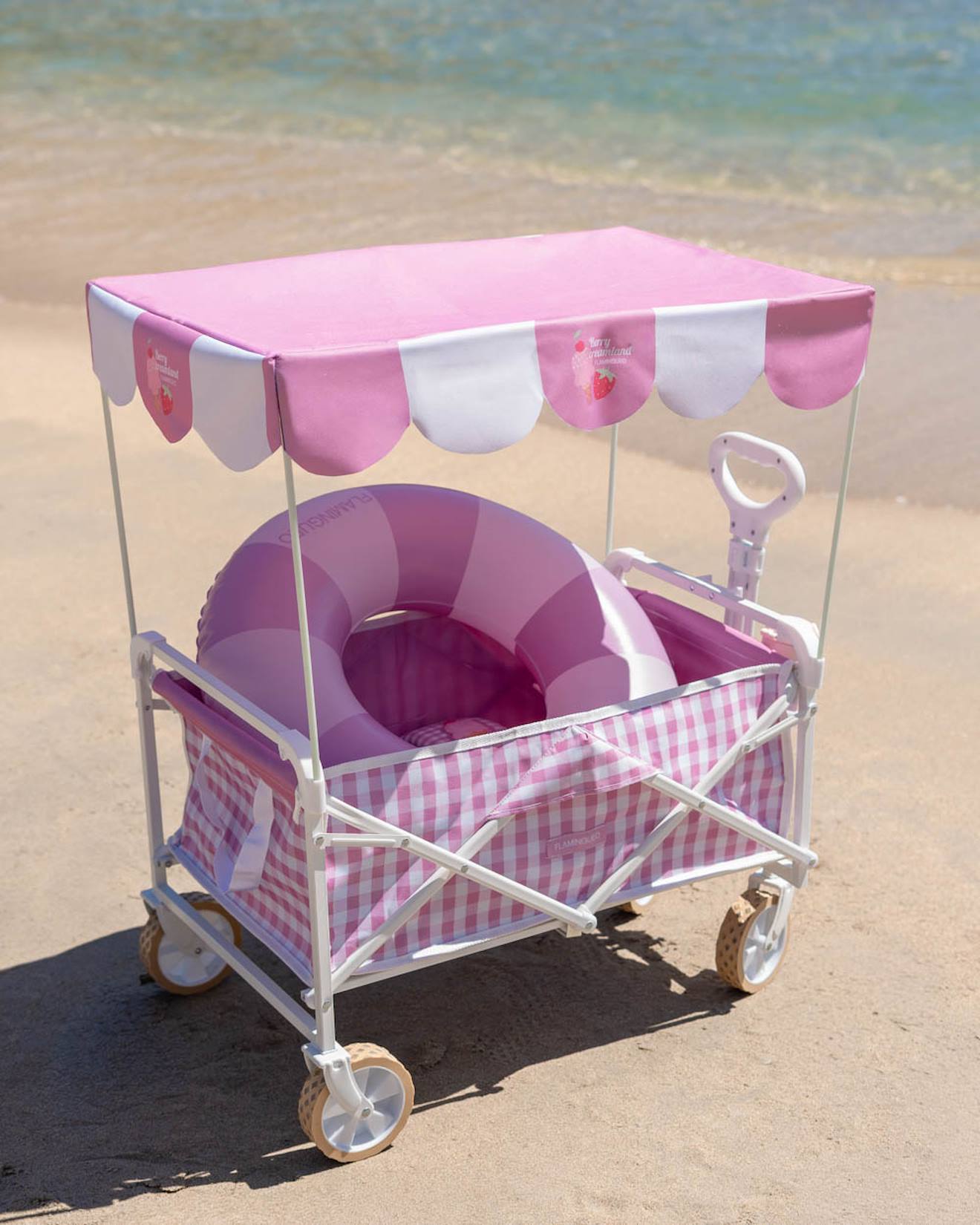 Chariot Pliable Tout Terrain Pour Plage Enfant Rose